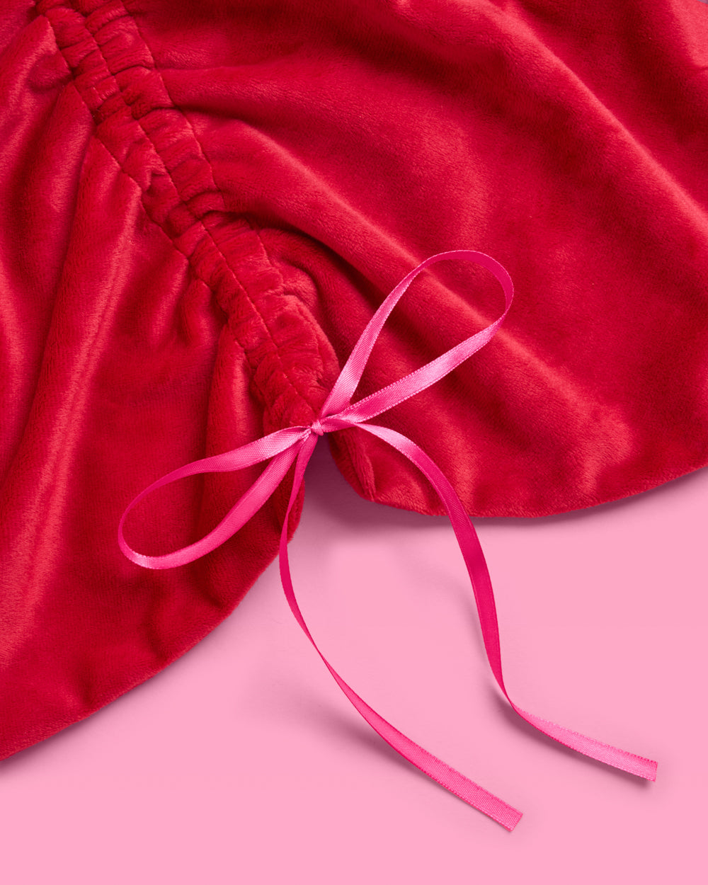 Red Velvet Tree Skirt - ruched tree skirt