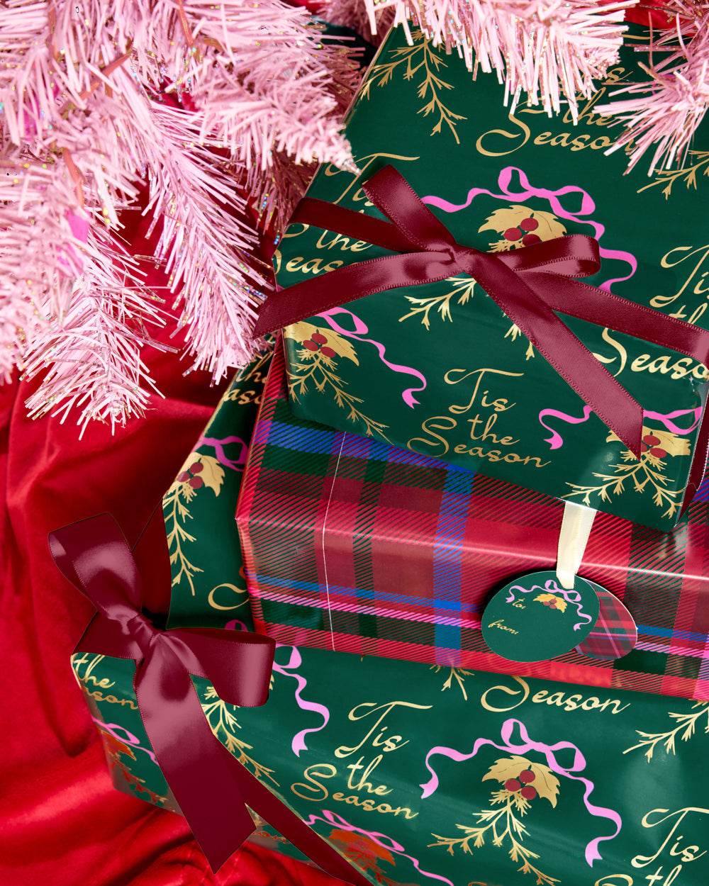 Tis the Season Wrapping Paper - 12 sheets + 16 tags