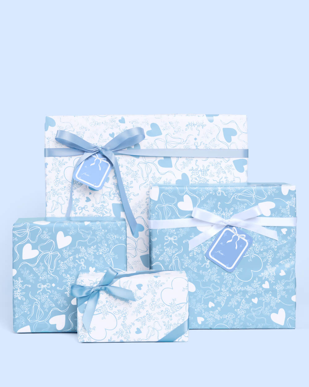 Something Blue Wrapping Paper Set - 12 sheets + 16 tags