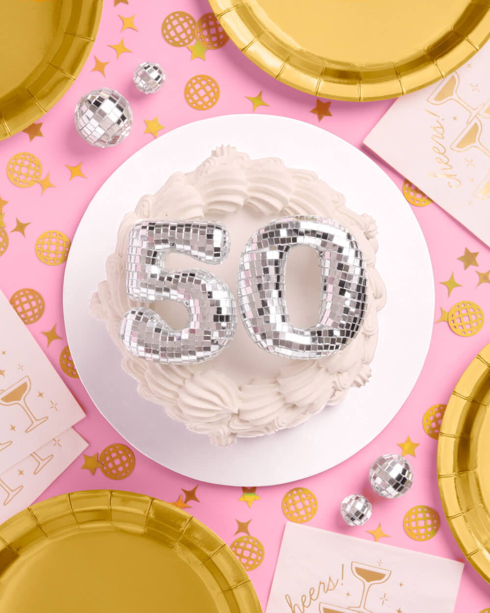 50 Disco Topper - 6 pc mirrored cake toppers
