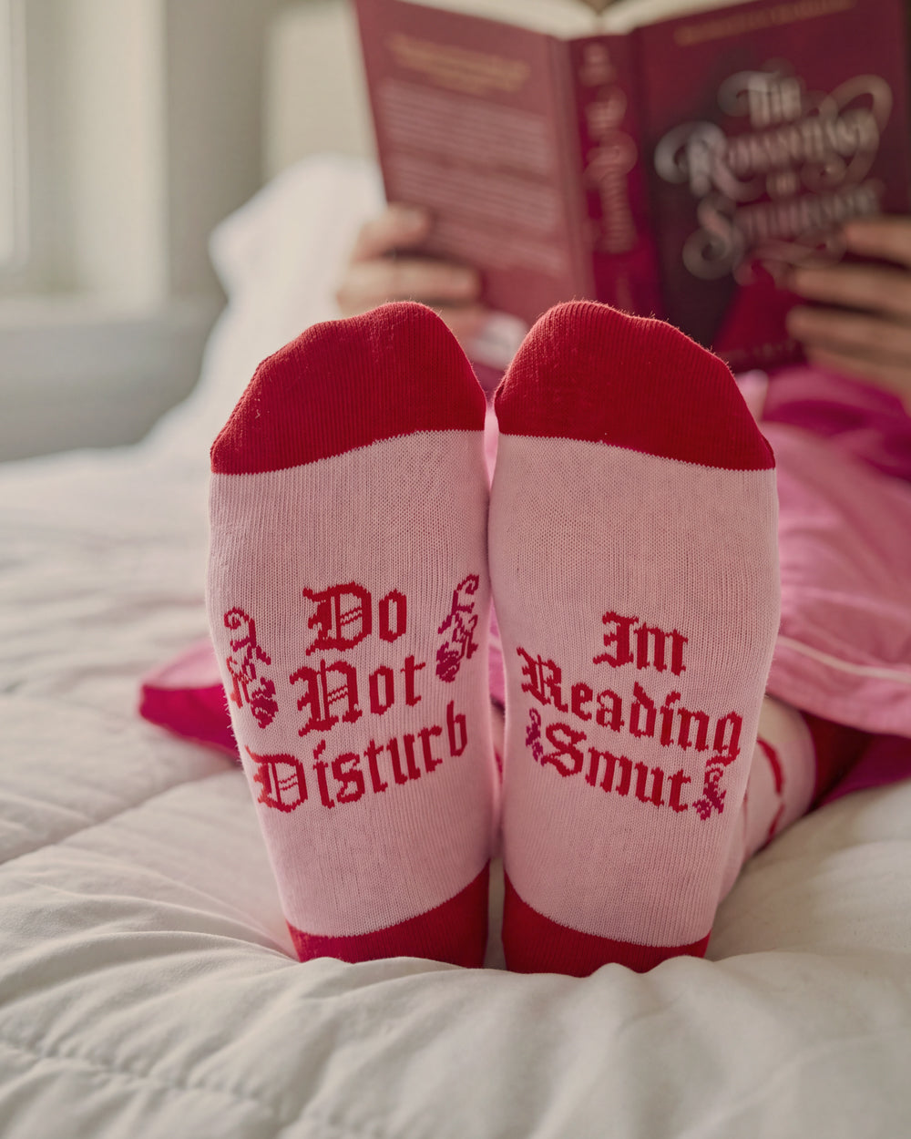 DND Smut Socks - pink + red crew socks