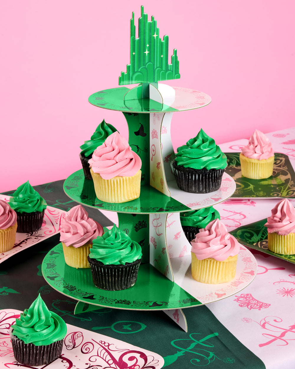 Emerald City Cupcake Tower - 3 tiered display