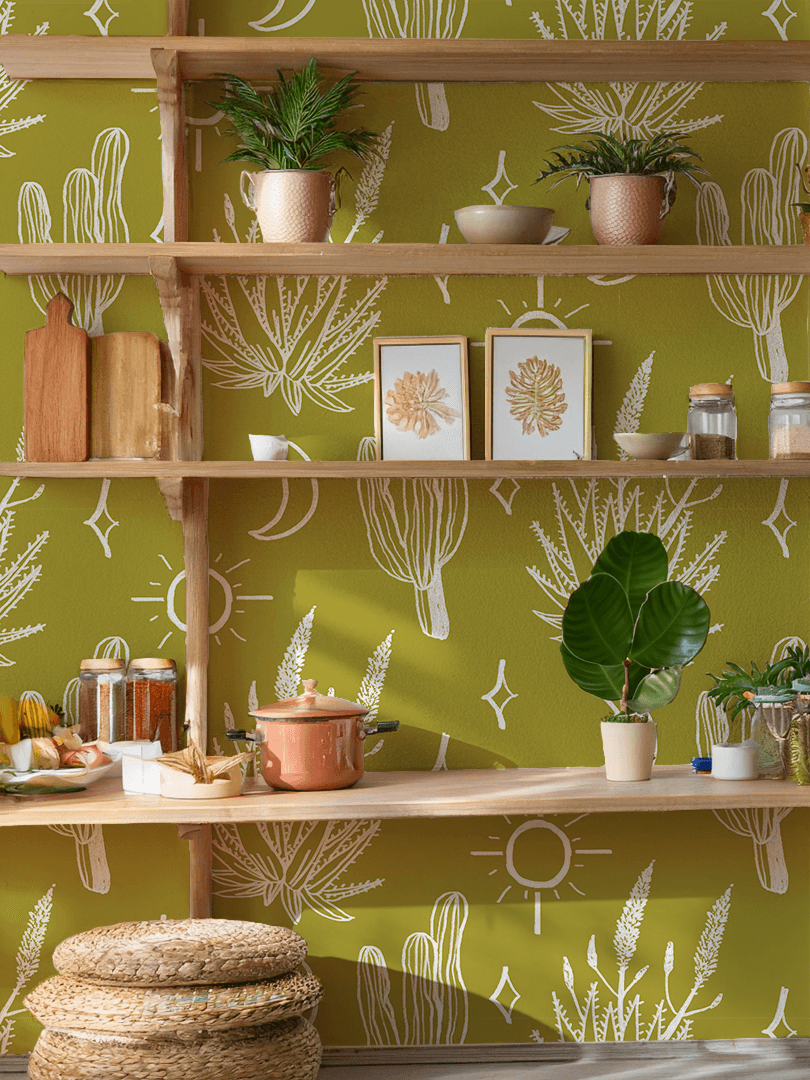 Desert Sky Wallpaper, chartreuse and white