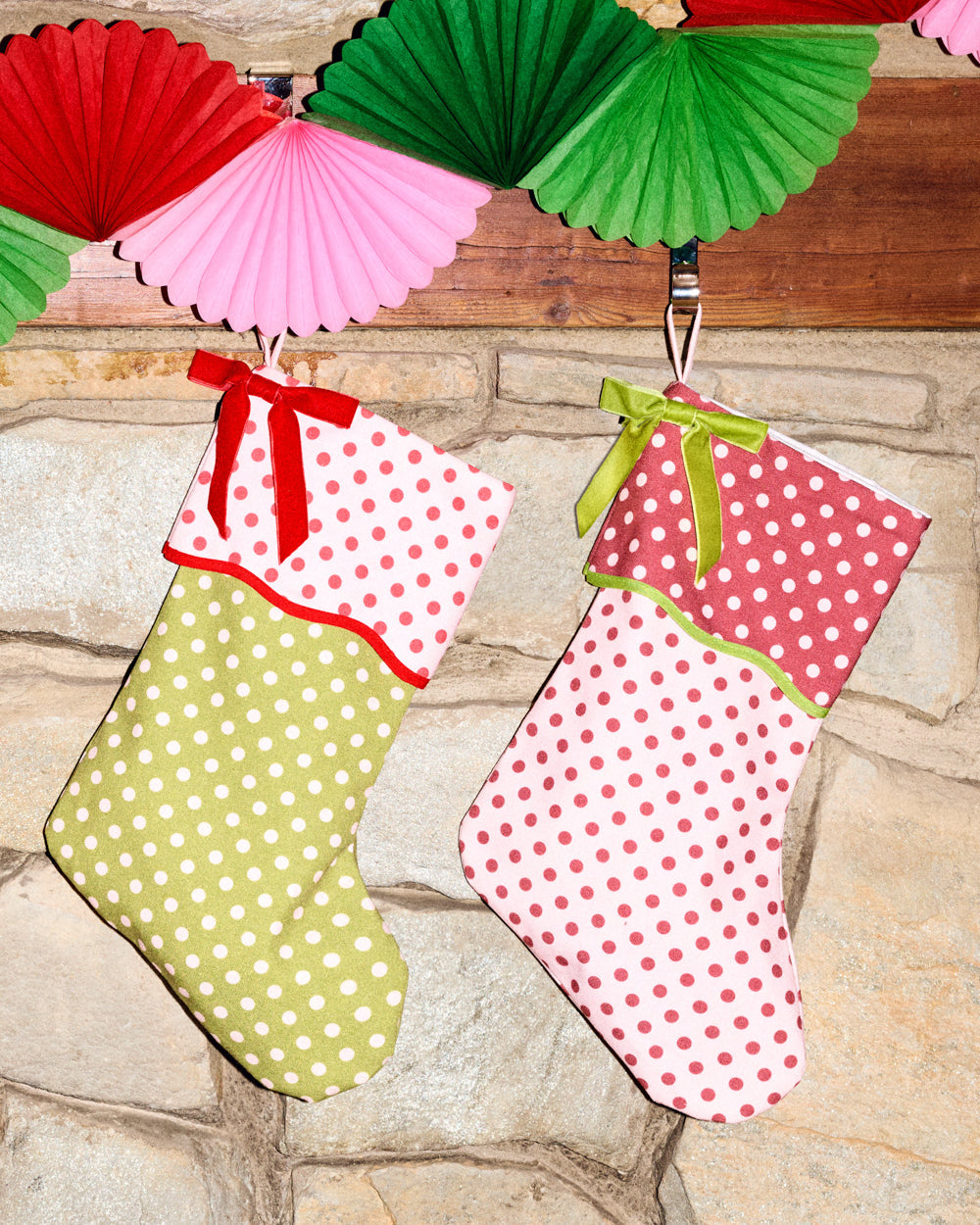 Polka Dot Stockings - 2 canvas stockings