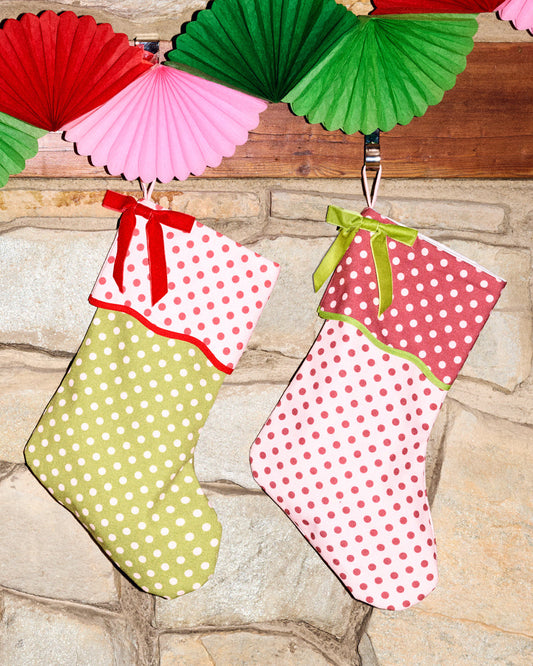 Polka Dot Stockings - 2 canvas stockings