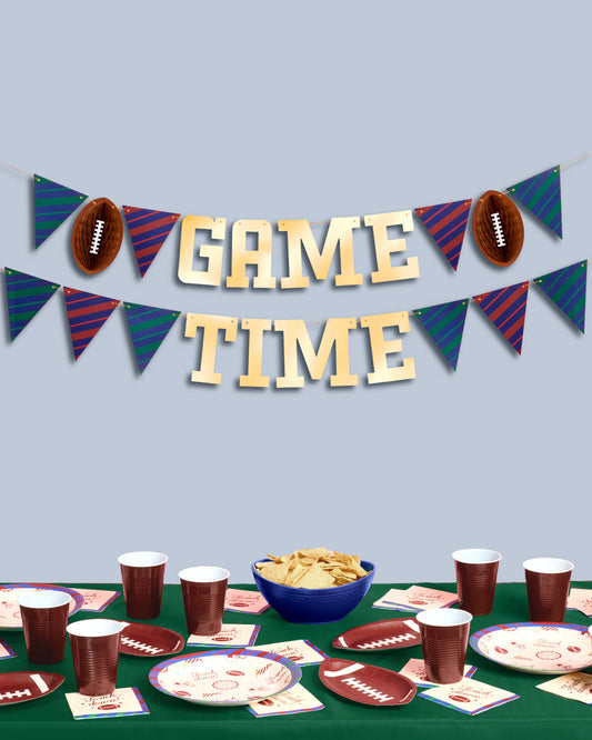Game Time Banner - gold foil banner