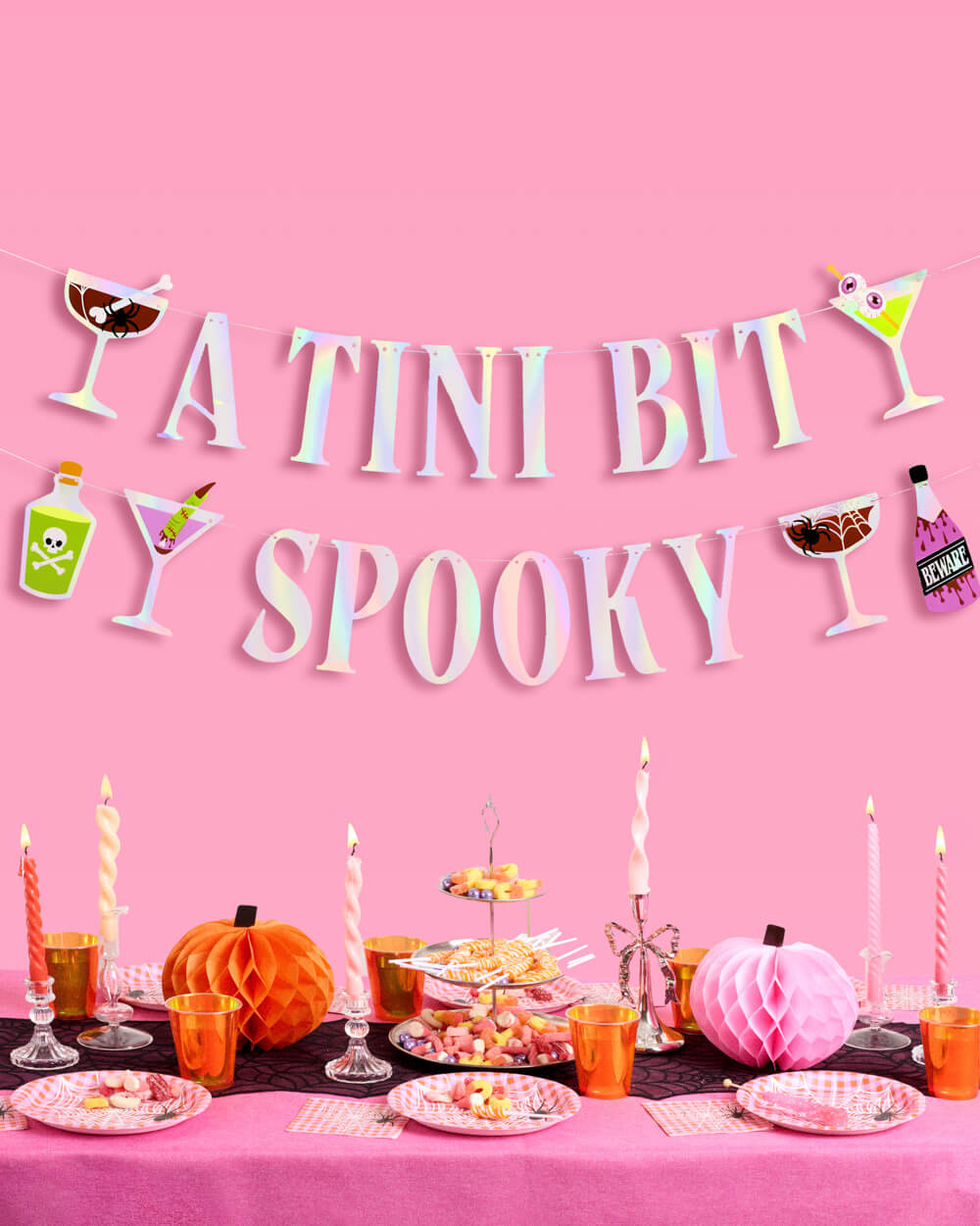 Tini Bit Spooky Banner - iridescent foil banner