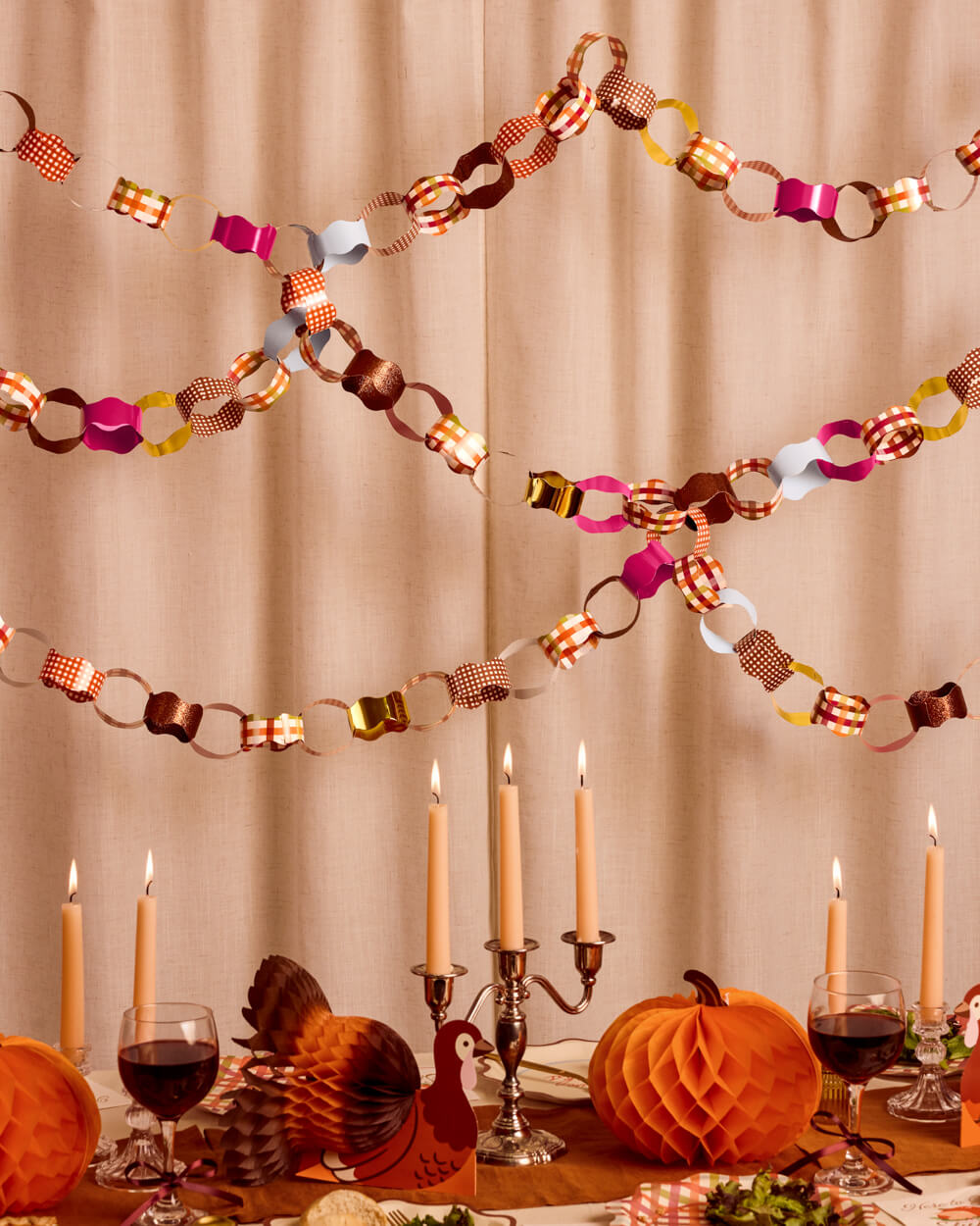 Thanksgiving Paper Chains - 90 strip holiday garland