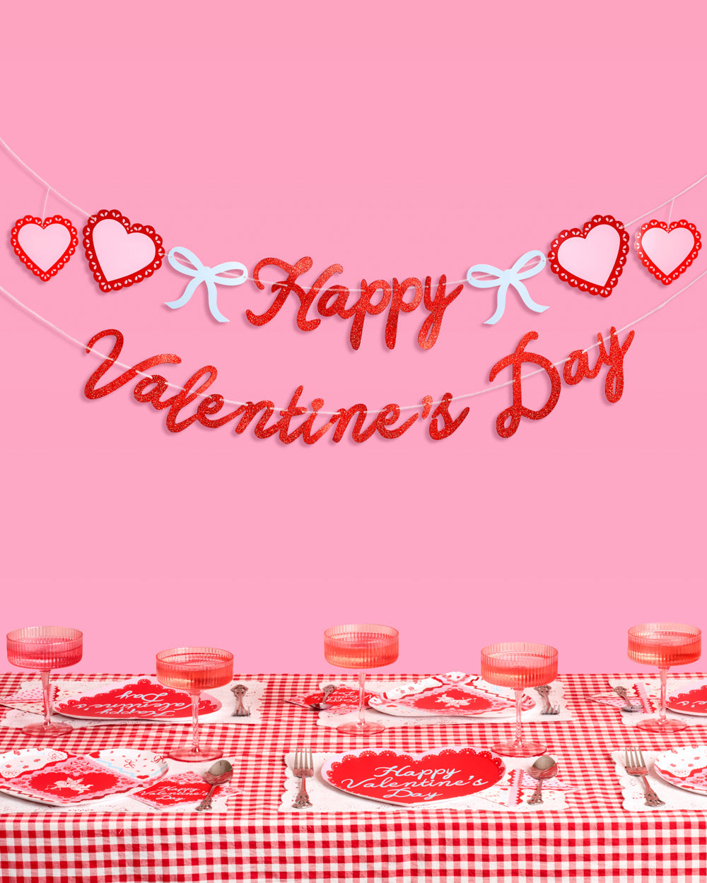 Happy Vday Banner - 3D glitter banner
