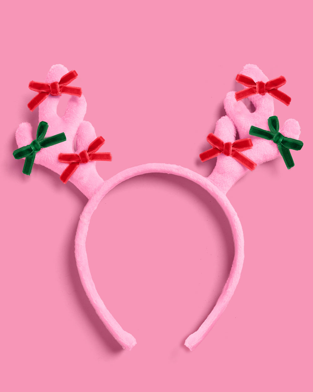 Pink Rein-dear Headband - stuffed velvet headband
