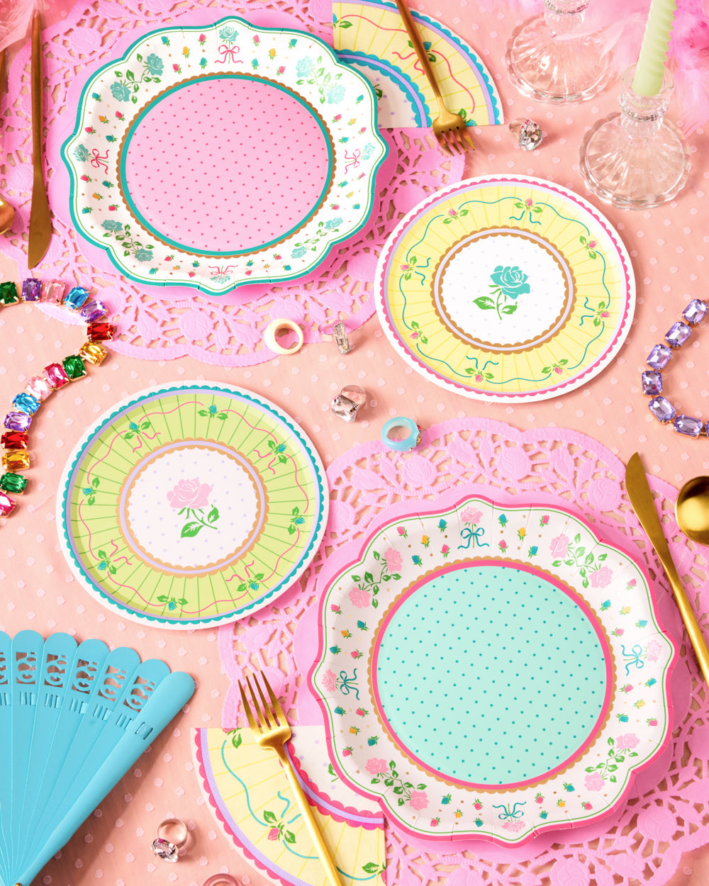 Tea Party Plates - pastel floral plates