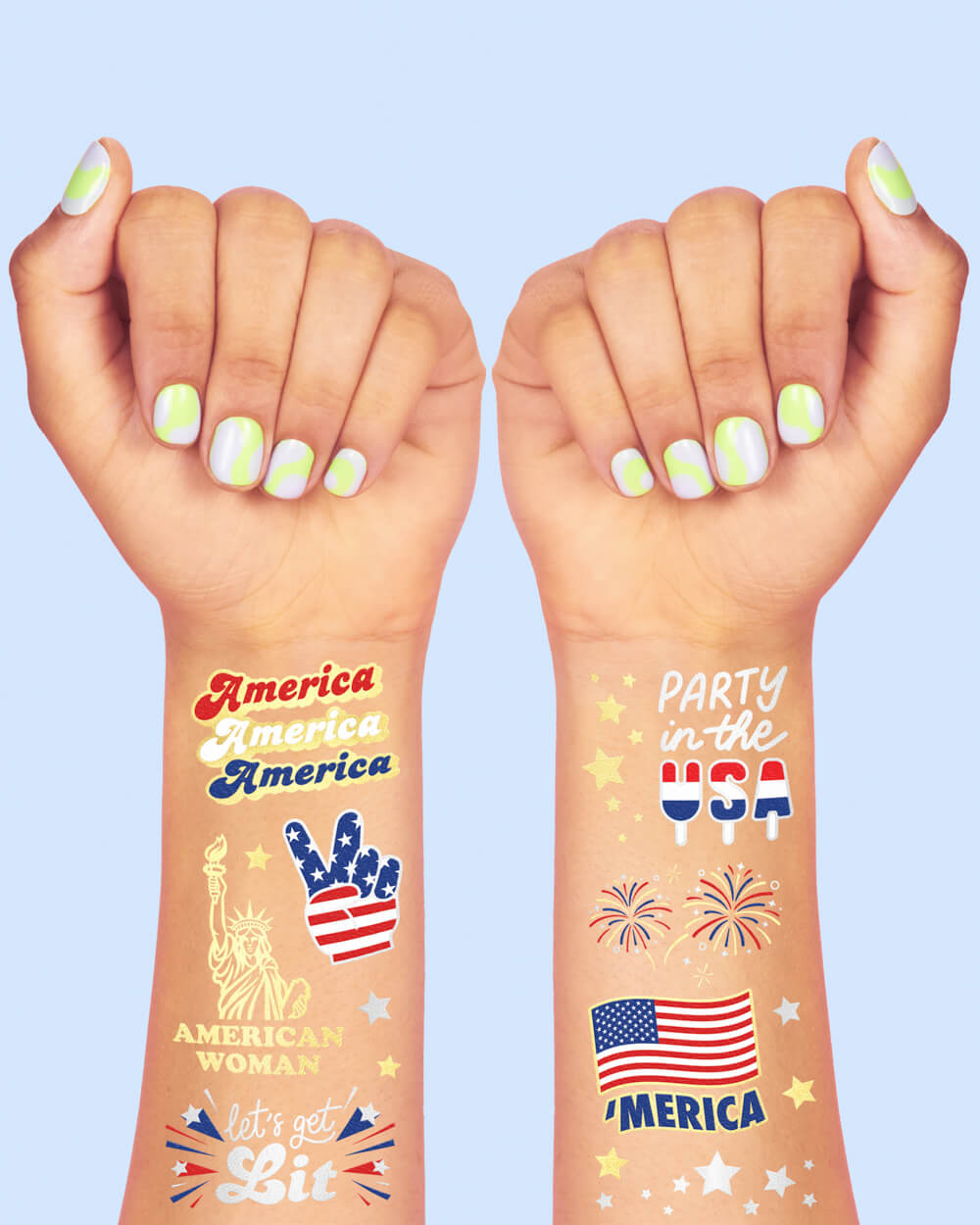 Party in the USA Tats - 34 foil temporary tattoos