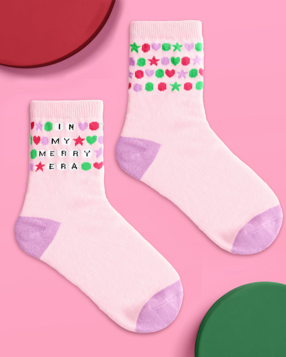 Merry Era Knit Socks - pink tube socks