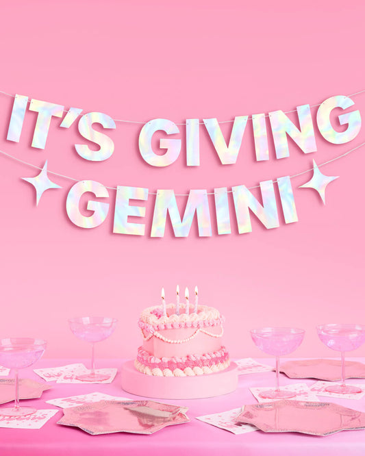 It's Giving Gemini Banner - iridescent foil banner