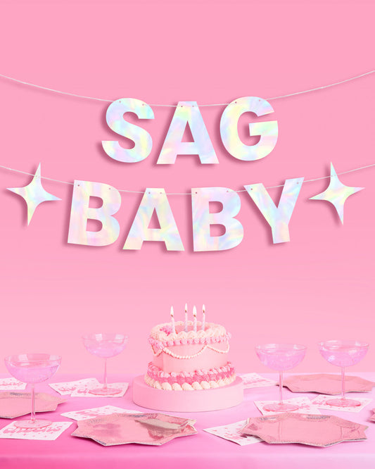 Sag Baby Banner - iridescent foil banner