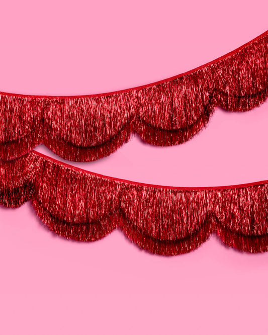 Cherry Red Fringe - scalloped banner