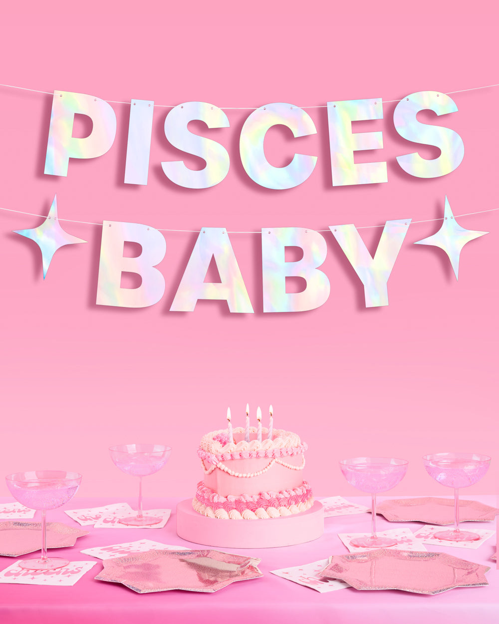 Pisces Baby Banner - iridescent foil banner