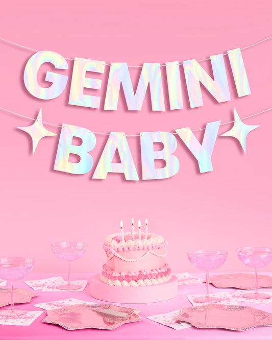 Gemini Baby Banner - iridescent foil banner