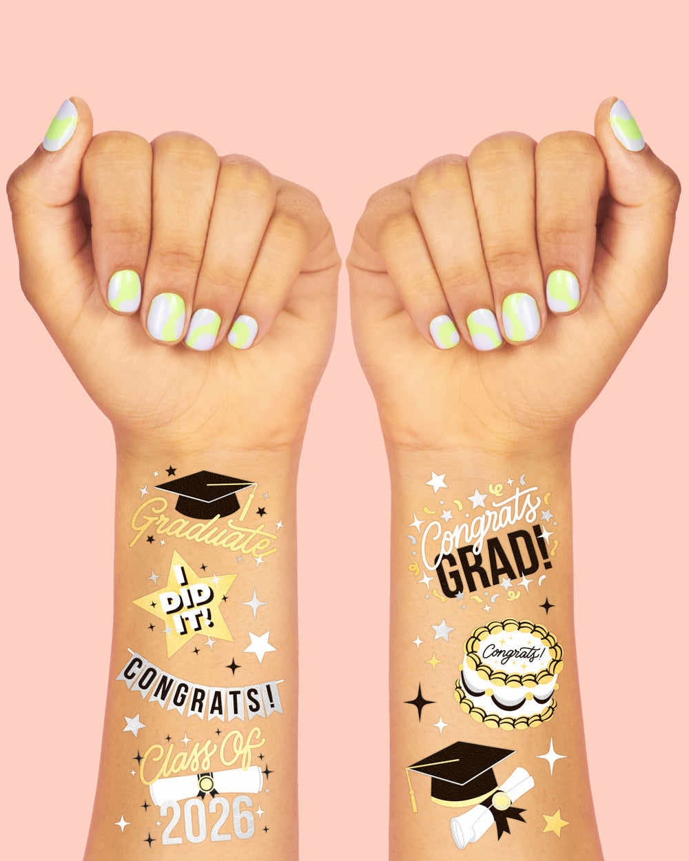 Class of '26 Tats - 48 foil temporary tattoos