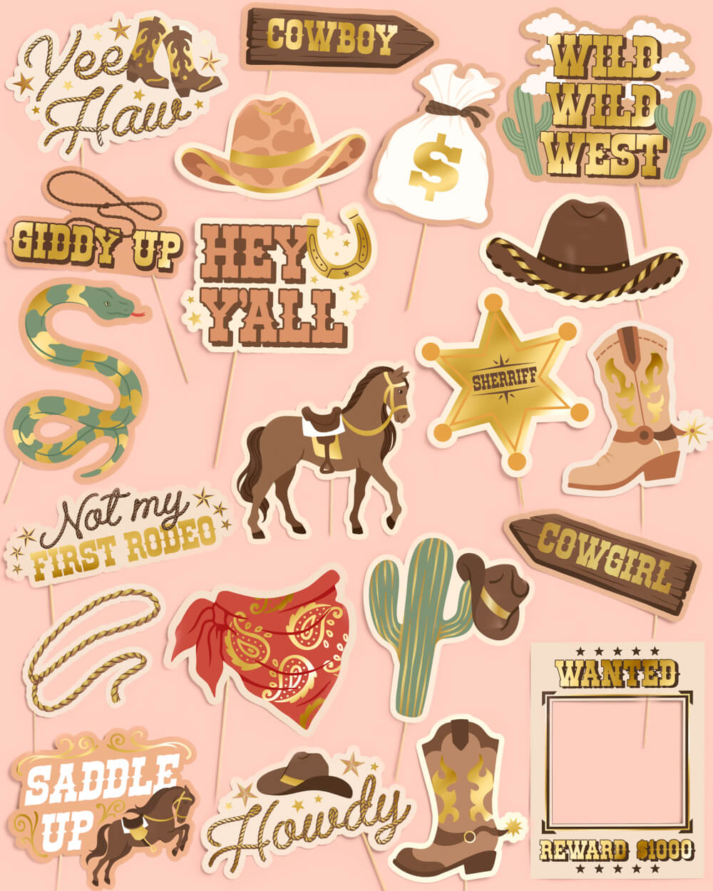 Saddle Up Props - 24 pc photo booth set