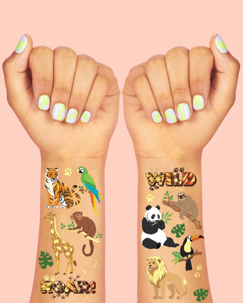 Jungle Animal Tattoos - 56 temporary tattoos