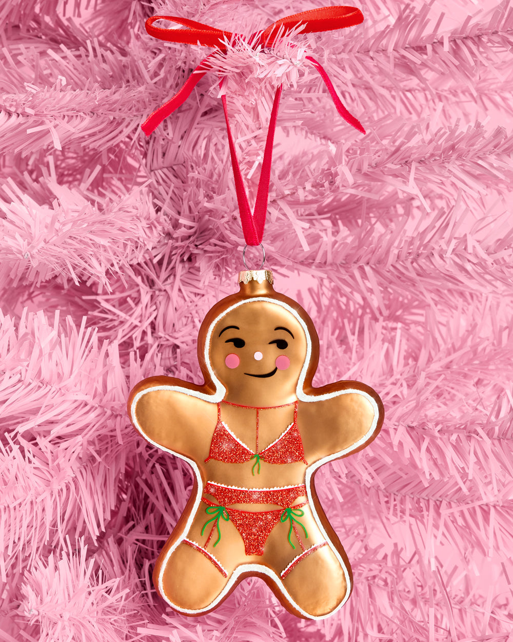 Naughty Gingerbread Ornament - glitter glass ornament