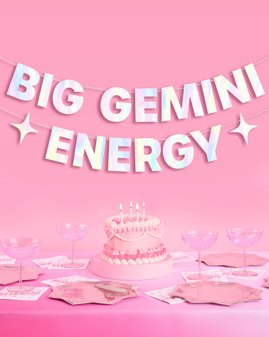 Big Gemini Energy Banner - iridescent foil banner