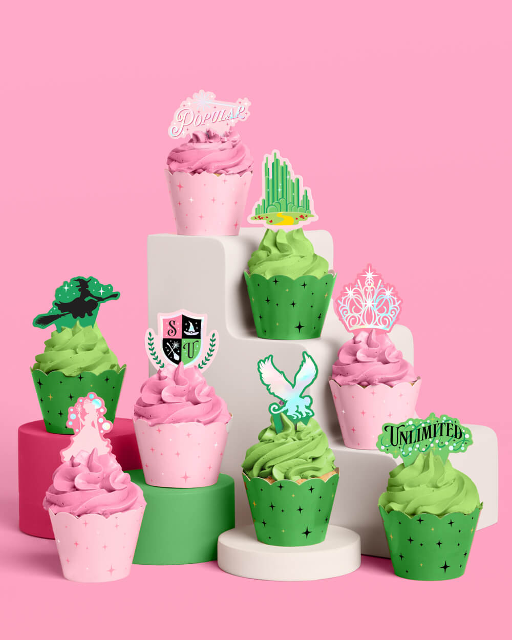 Emerald City Cupcake Set - 24 sets of liners + toppers