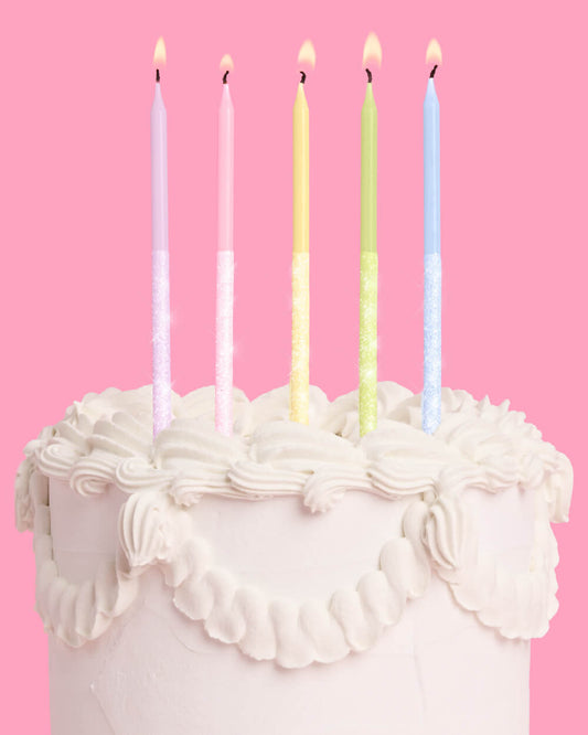Pastel Glitter Candles - 10 glitter candles