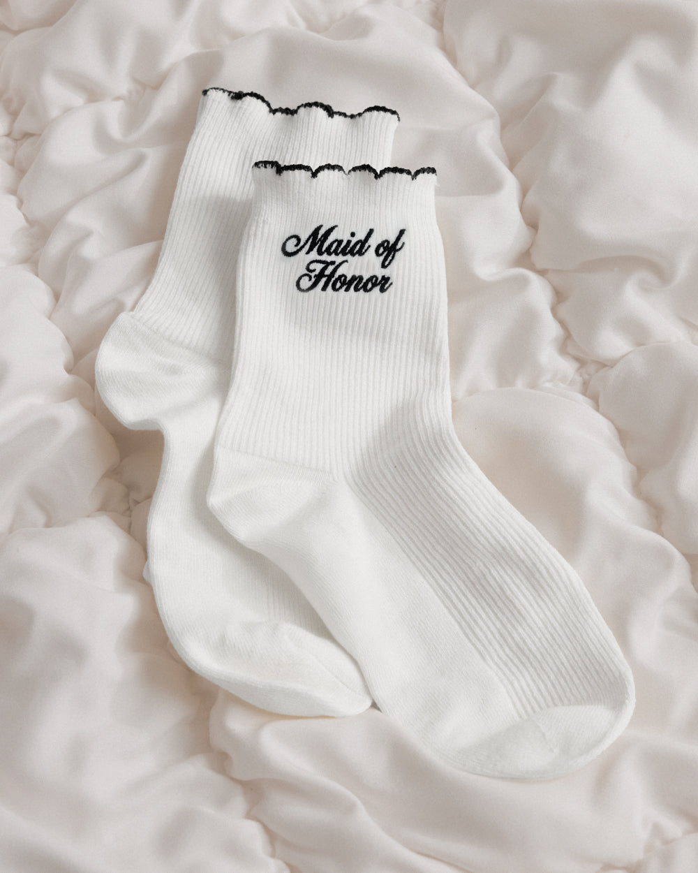 Maid of Honor Sock - white ribbed cotton sock