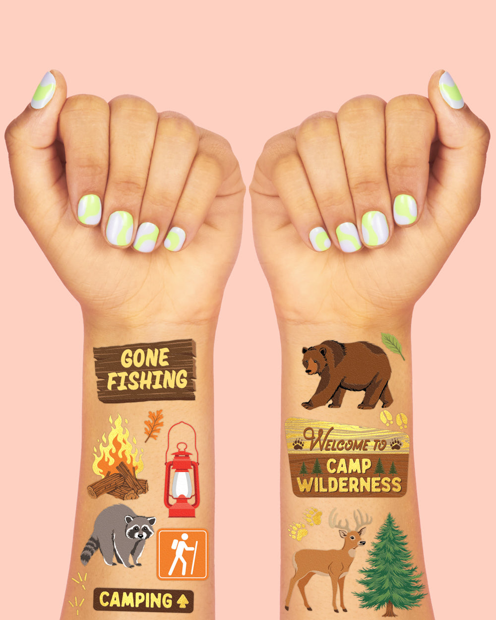 Happy Camper Tats - 44 foil temporary tattoos