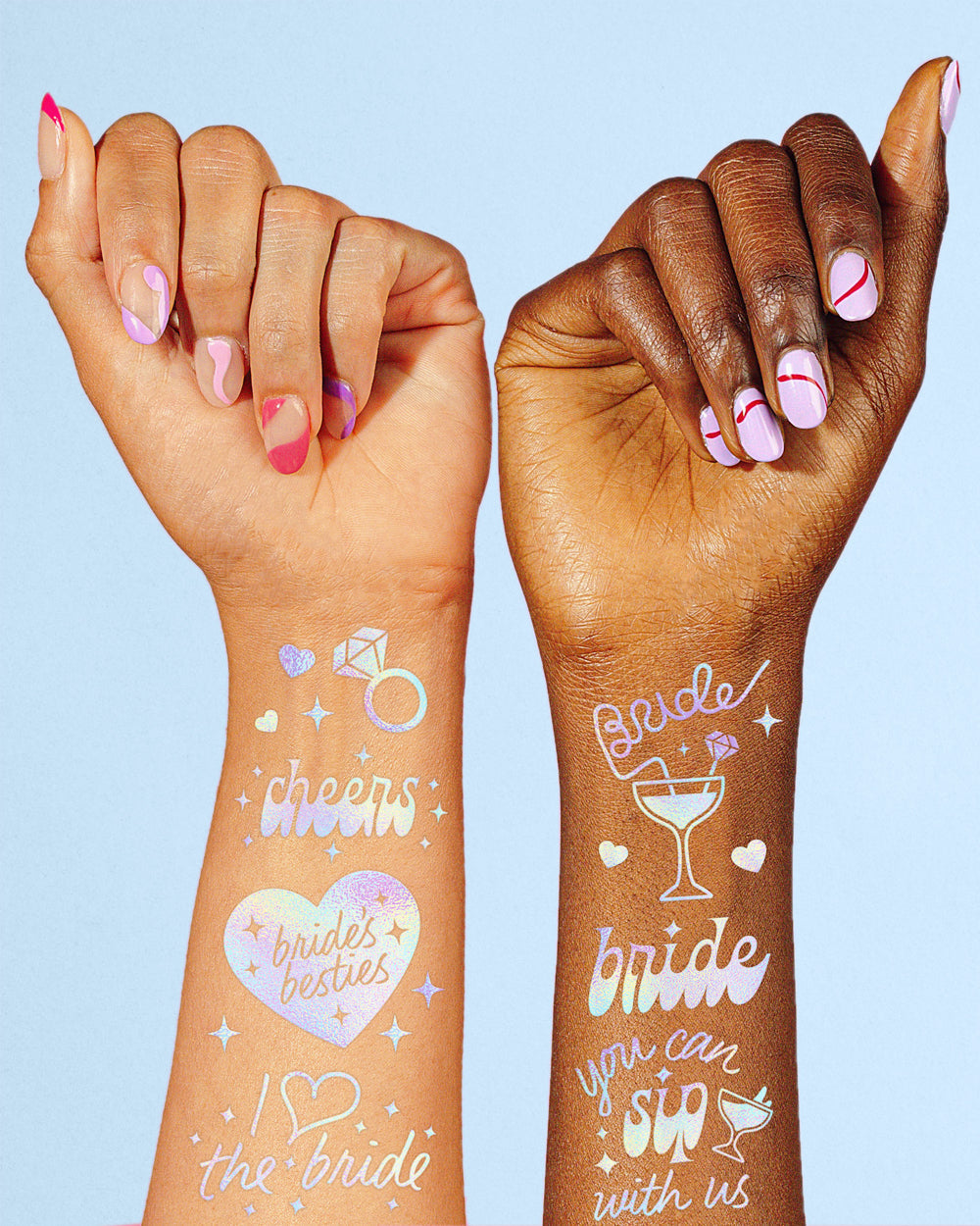 Bride's Besties Tats - 50 foil temporary tattoos