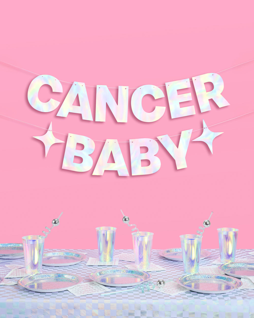 Cancer Baby Banner - iridescent foil banner