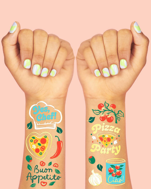 Pizza Party Tats - 72 temporary tattoos