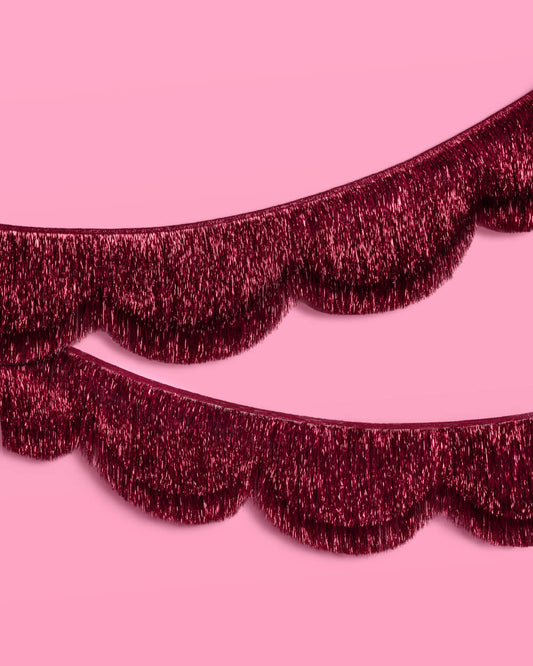 Burgundy Scallop Fringe - scalloped banner