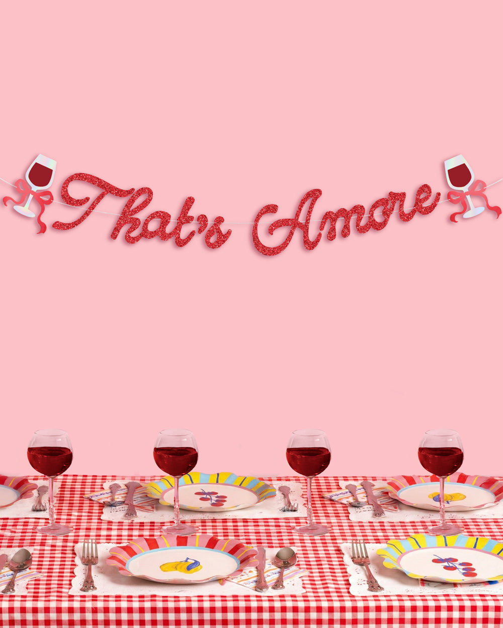 That's Amore Banner - red glitter banner