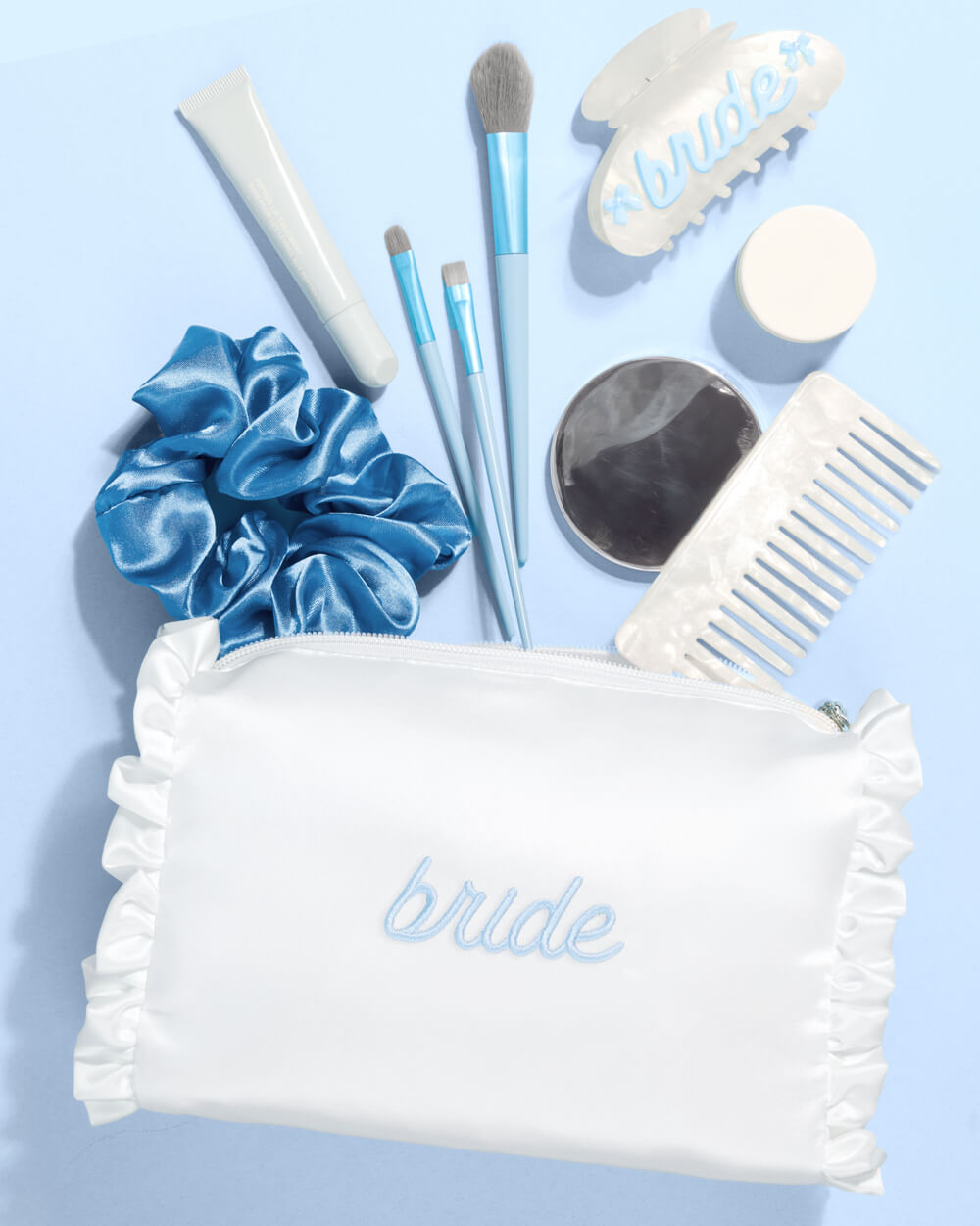 Bride Cosmetic Bag - white embroidered bag