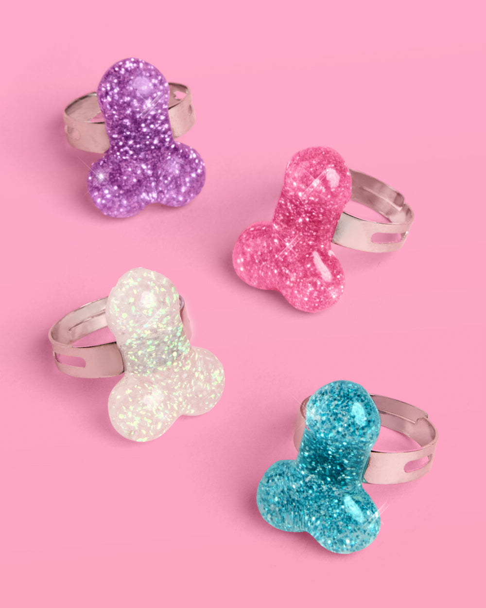 Naughty Glitter Ring Set - 10 glitter penis rings