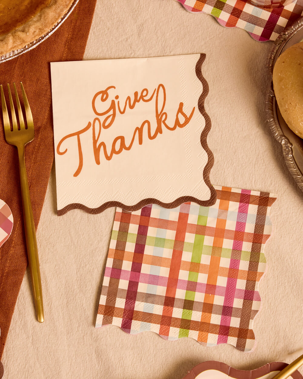 Give Thanks Plaid Napkins - 24 paper napkins