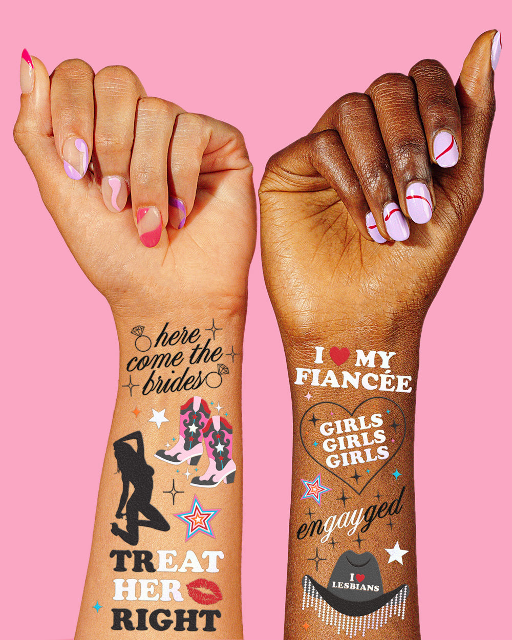 Bride Pride Tats - 52 foil temporary tattoos