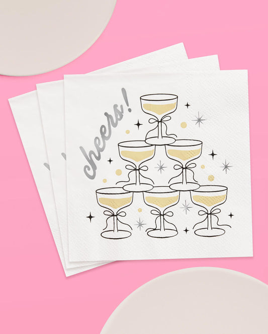 Champagne Cheers Napkins - 50 foil napkins