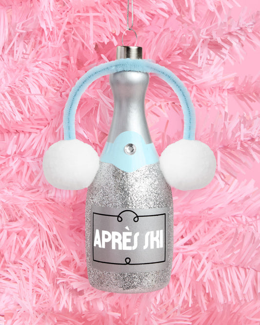 Après Ski Ornament - silver glitter ornament