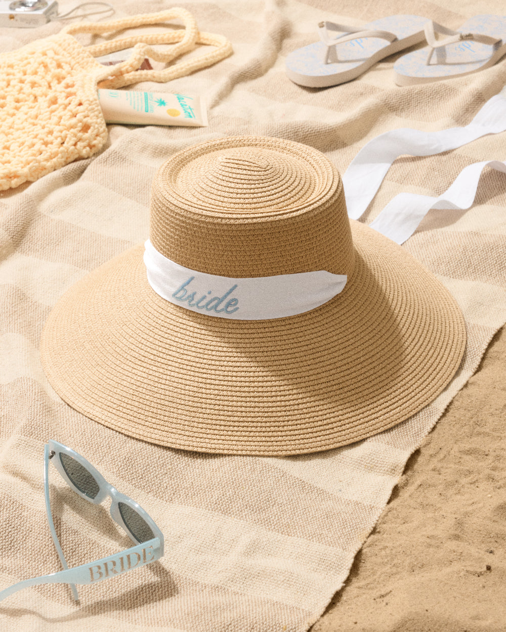 Bride Sun Hat - embroidered straw hat