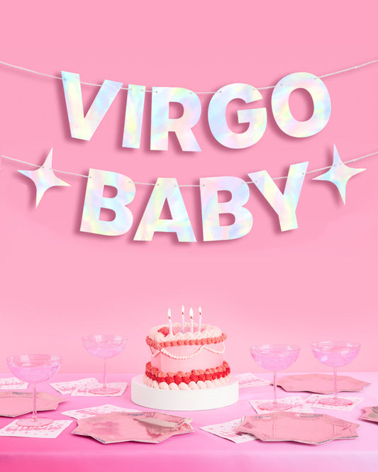 Virgo Baby Banner - iridescent foil banner