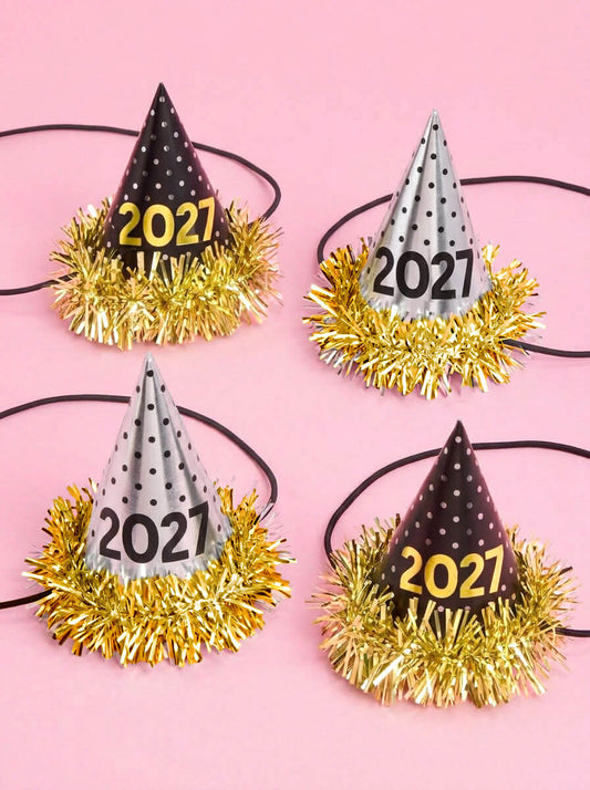2027 NYE Mini Party Hats - 10 paper cone hats