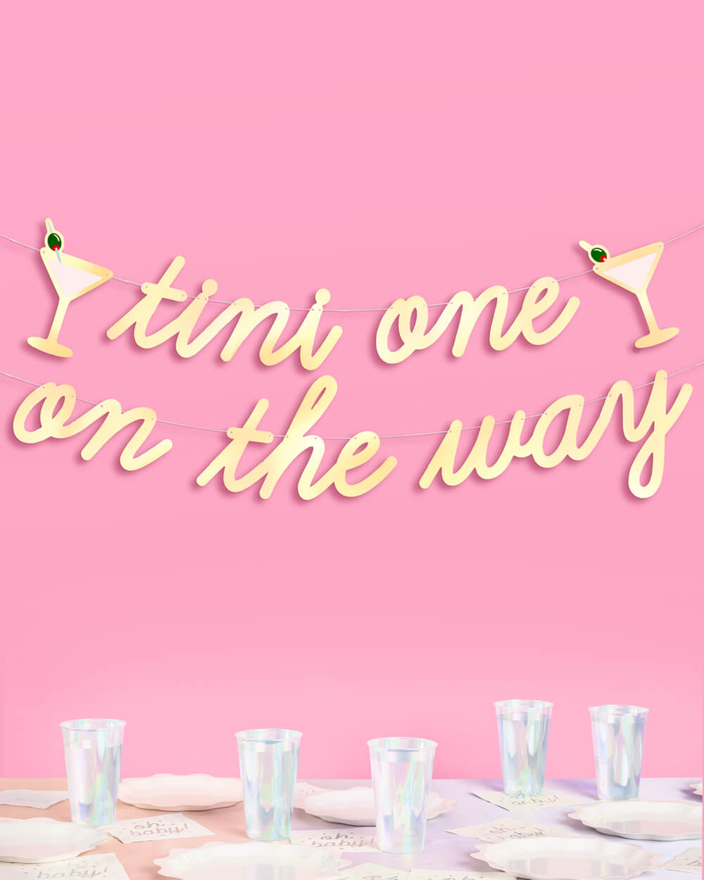 Tini One On The Way Banner - gold foil banner