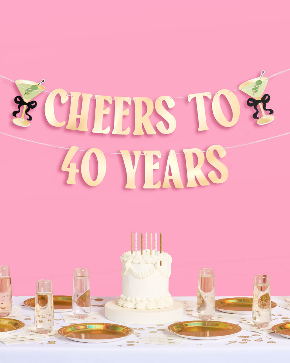 Cheers to 40 Years Banner - gold foil banner