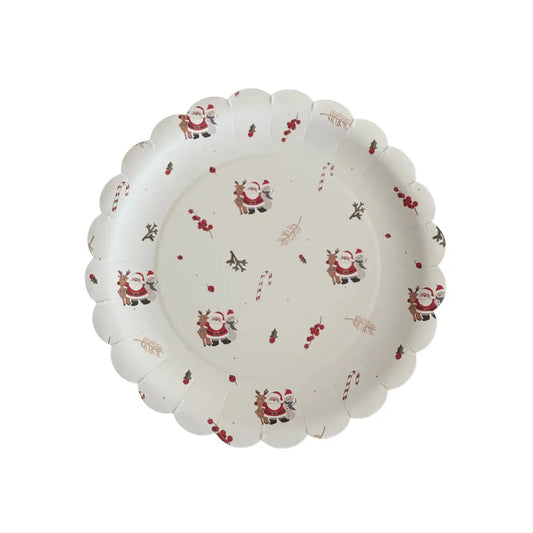 Retro Santa Christmas Dessert Plates (12 Pack)