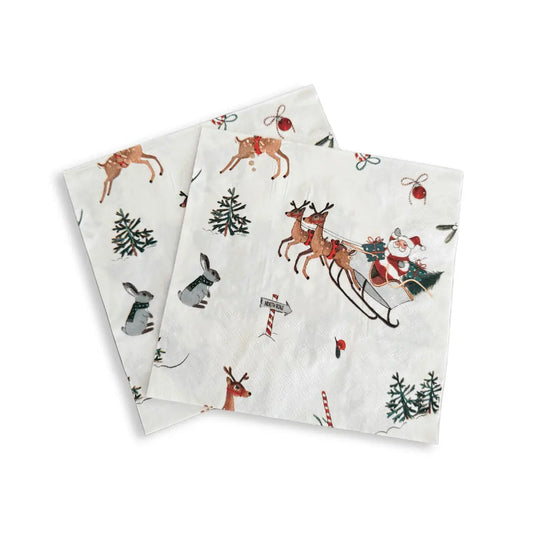 Retro Santa Christmas Dinner Napkins (24 Pack)