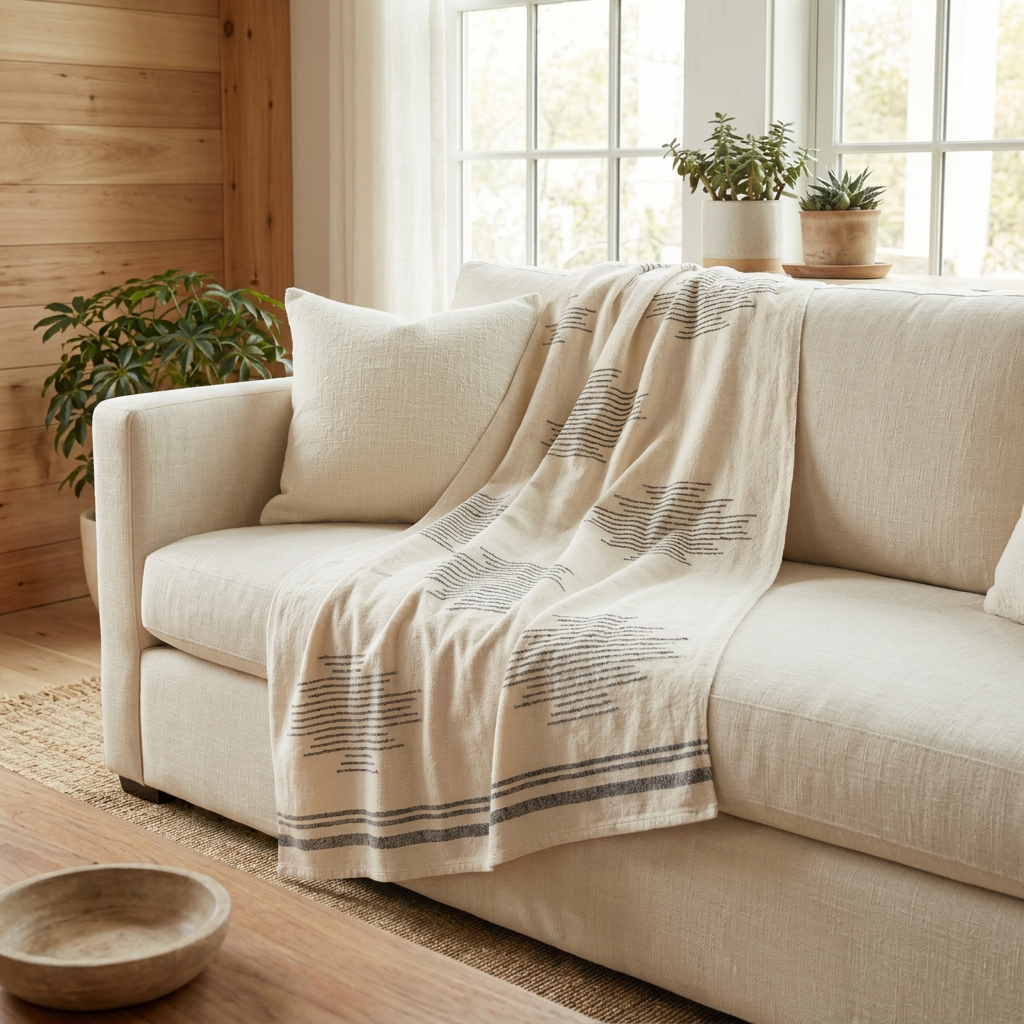 Handloomed 100% Superfine Alpaca Throw Blanket | Ink & Ivory Horizon | Miska Collection